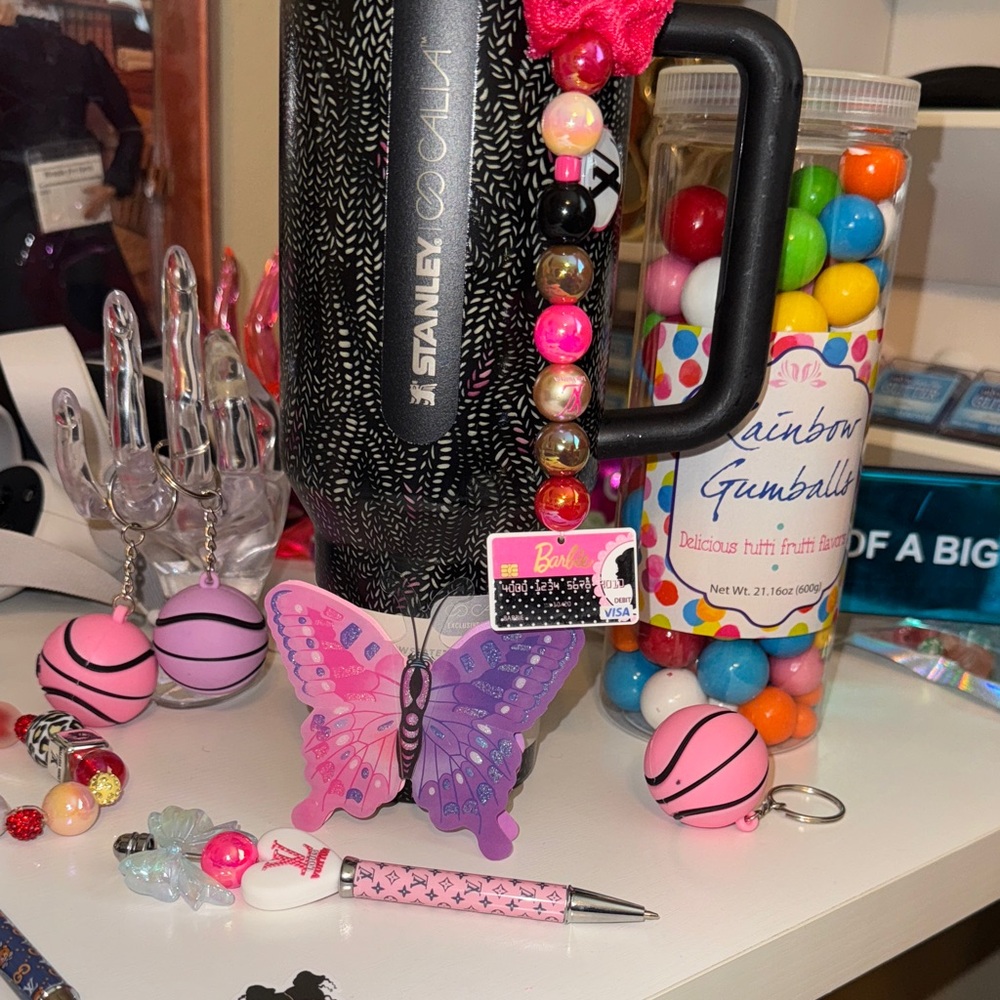 Stanley Black Tumbler with Pink Accents